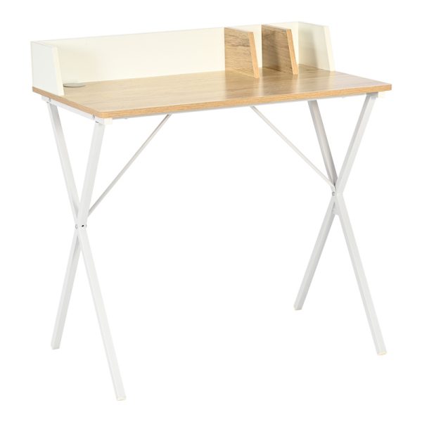 375 000002 Office desk Zervan pakoworld in oak color with white metal legs 80x50x84cmOffice furniture > Working desk