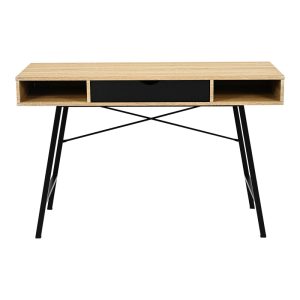 375 000003 3 Office desk Yamin pakoworld in oak color with black metal legs 120x48x76cmOffice furniture > Working desk