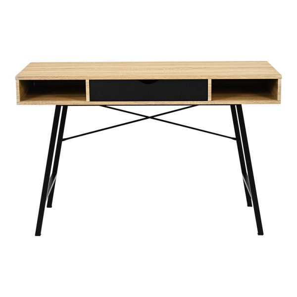 375 000003 3 Office desk Yamin pakoworld in oak color with black metal legs 120x48x76cmOffice furniture > Working desk