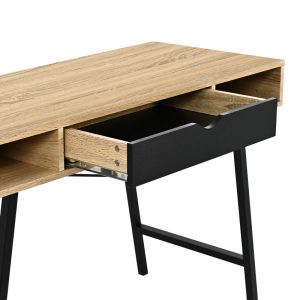375 000003 4 Office desk Yamin pakoworld in oak color with black metal legs 120x48x76cmOffice furniture > Working desk