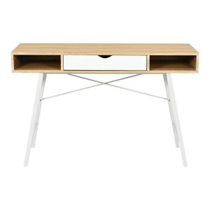 375 000004 3 Office desk Yamin pakoworld in oak color with white metal legs 120x48x76cmOffice furniture > Working desk