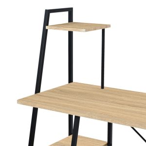 375 000005 4 Office desk with shelves Deckstor pakoworld in oak color with black metal legs 102x50x117cmOffice furniture > Working desk