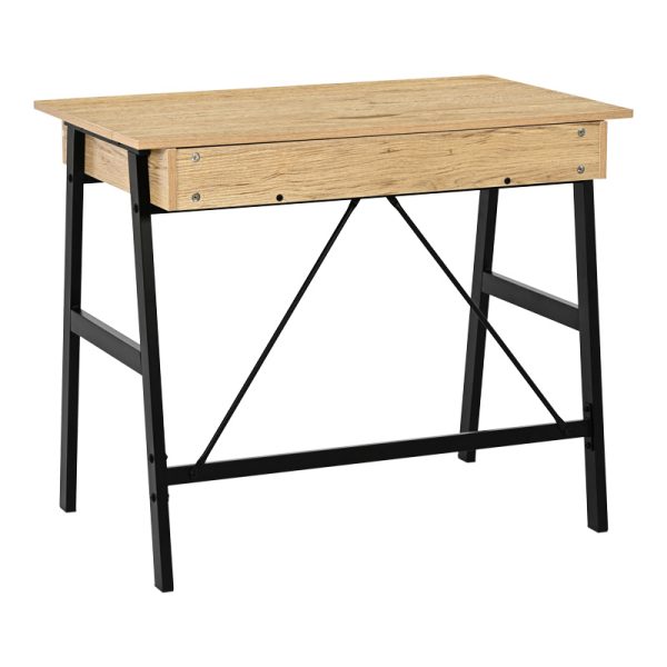 375 000007 3 Office desk with drawers Lione pakoworld in oak color with black metal legs 90x50x75cmOffice furniture > Working desk