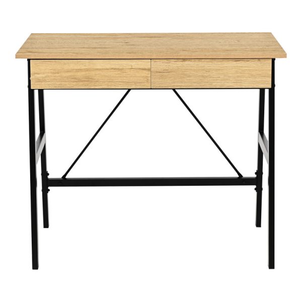 375 000007 4 Office desk with drawers Lione pakoworld in oak color with black metal legs 90x50x75cmOffice furniture > Working desk