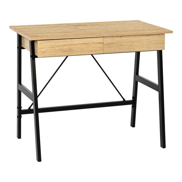 375 000007 Office desk with drawers Lione pakoworld in oak color with black metal legs 90x50x75cmOffice furniture > Working desk