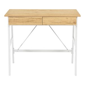 375 000008 4 Office desk with drawers Lione pakoworld in oak color with white metal legs 90x50x75cmOffice furniture > Working desk