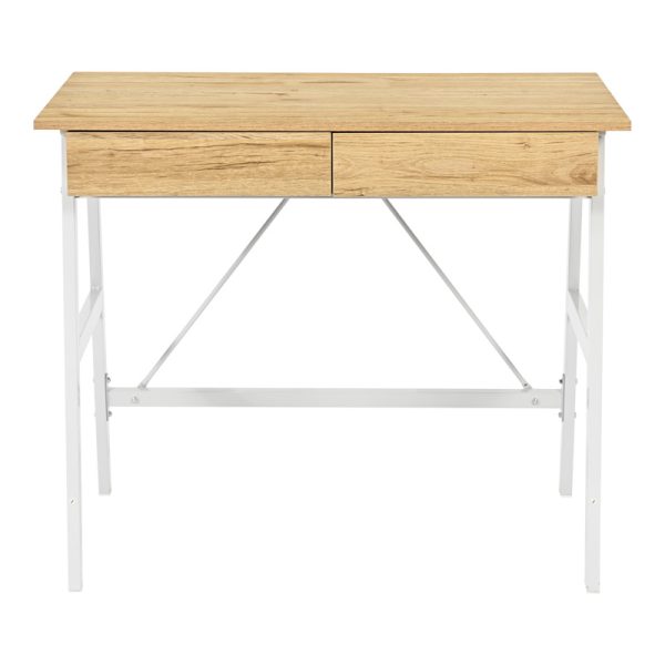 375 000008 4 Office desk with drawers Lione pakoworld in oak color with white metal legs 90x50x75cmOffice furniture > Working desk