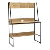 375 000011 Office desk with shelf and drawer Rezio pakoworld in oak-white color with black metal leg 75x45x76cmOffice furniture > Working desk