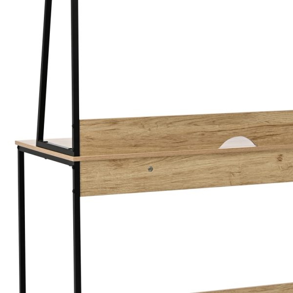 375 000011 4 Office desk with shelf Herbey pakoworld in oak color with black metal leg 100x48x139cmOffice furniture > Working desk