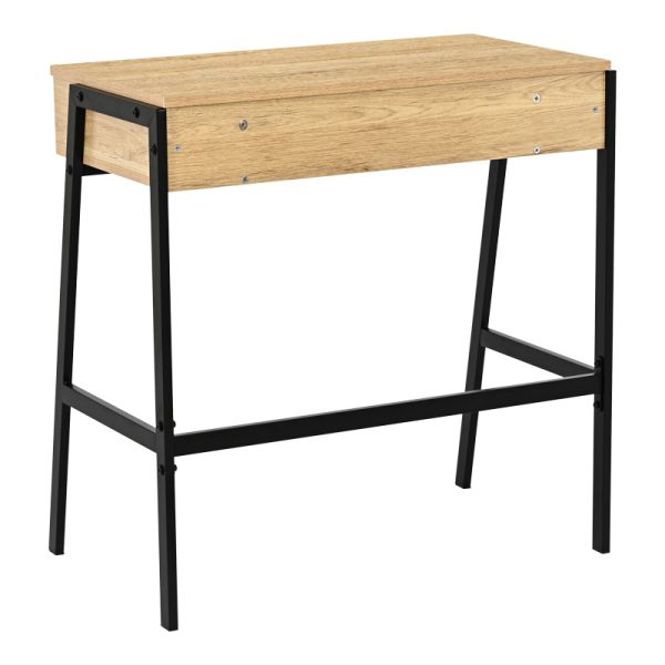 375 000013 2 Office desk with shelf and drawer Rezio pakoworld in oak color with black metal leg 75x45x76cmOffice furniture > Working desk