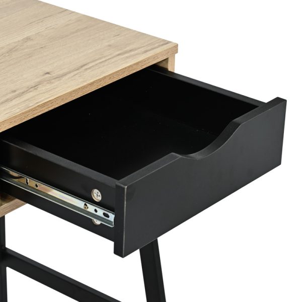 375 000013 4 Office desk with shelf and drawer Rezio pakoworld in oak color with black metal leg 75x45x76cmOffice furniture > Working desk