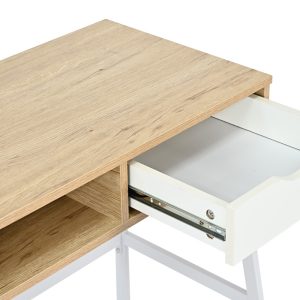375 000014 4 Office desk with shelf and drawer Rezio pakoworld in oak-white color with black metal leg 75x45x76cmOffice furniture > Working desk
