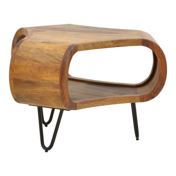 376 000009 3 Merck pakoworld table solid sheesham wood in walnut color with black metal legs D55x38cmIndoor furniture > Coffee tables