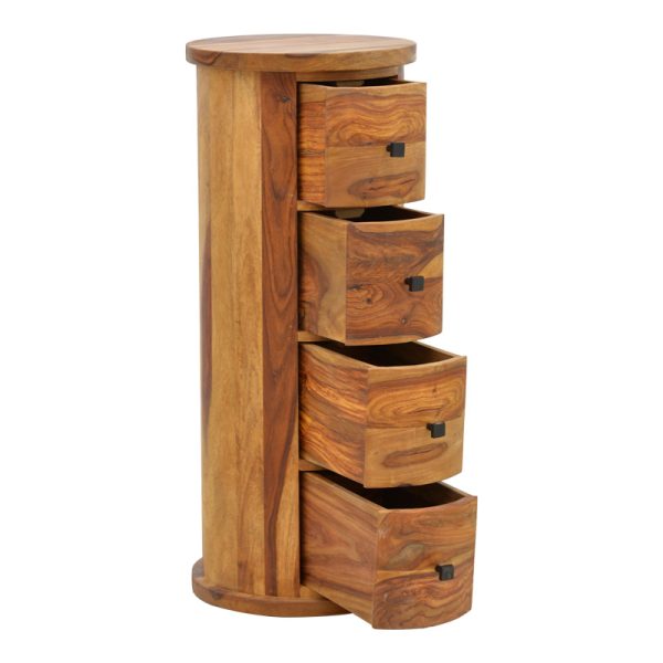 376 000012 2 Settie pakoworld chest of drawers, solid sheesham wood in walnut shade, Φ35x85cmIndoor furniture > Drawers-consoles