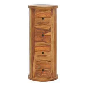 376 000012 3 Settie pakoworld chest of drawers, solid sheesham wood in walnut shade, Φ35x85cmIndoor furniture > Drawers-consoles