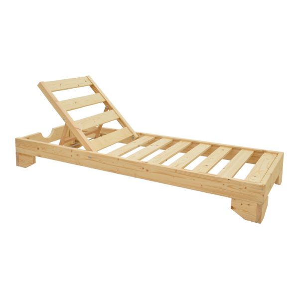 380 000001 Sun lounger Fendy pakoworld fir wood in natural color 71.5x200x24cmOutdoor furniture > Sunbeds