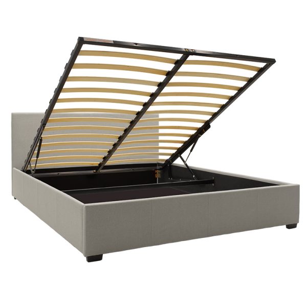 006 000030 2 Double bed Norse pakoworld with storage in grey fabric 160x200cmIndoor furniture > Beds