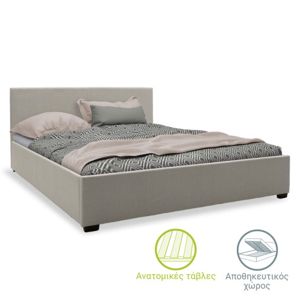 006 000030 Double bed Norse pakoworld with storage in grey fabric 160x200cmIndoor furniture > Beds