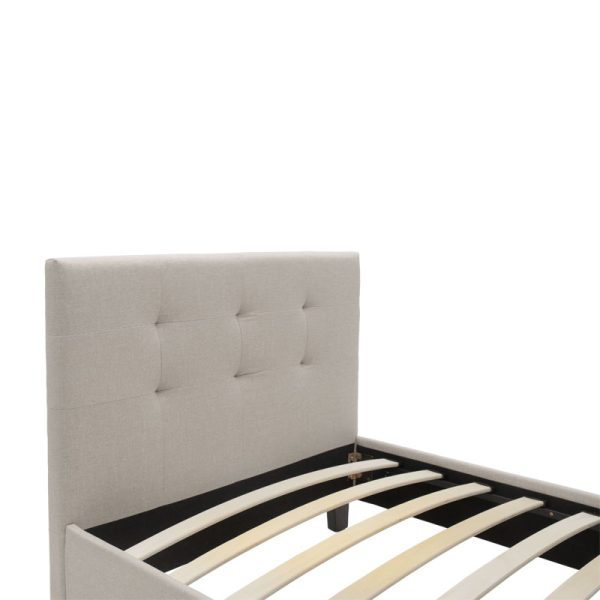 006 000035 4 Βed Mago pakoworld in ivory fabric 100x200cmIndoor furniture > Beds