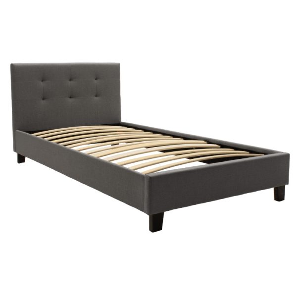 006 000036 2 Bed Mago pakoworld in dark grey fabric 100x200cmIndoor furniture > Beds