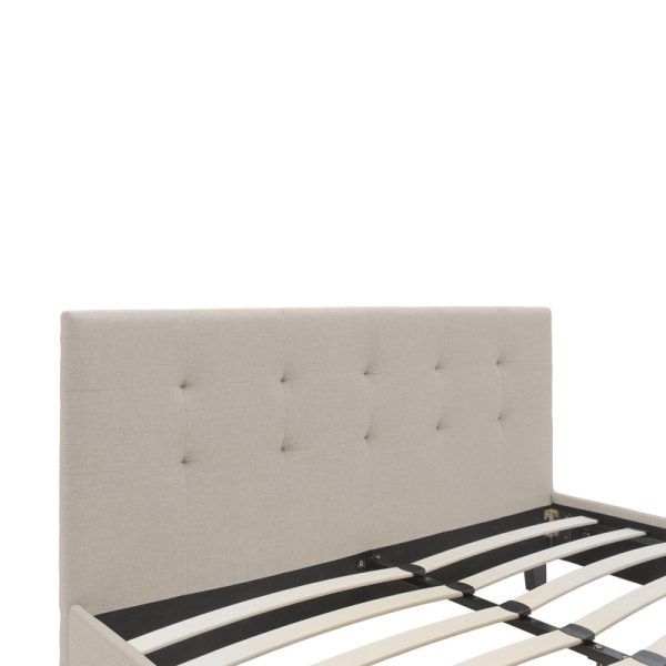006 000037 4 Double bed Mago pakoworld in ivory fabric 150x200cmIndoor furniture > Beds