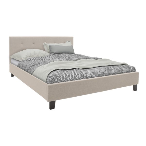 006 000037 Double bed Mago pakoworld in ivory fabric 150x200cmIndoor furniture > Beds