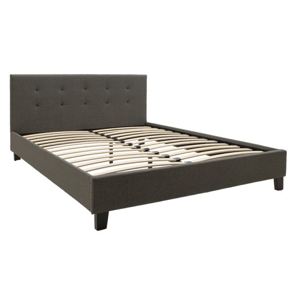 006 000038 2 Double bed Mago pakoworld in dark grey fabric 150x200cmIndoor furniture > Beds