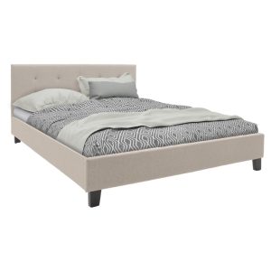 006 000041 Double bed Mago pakoworld in ivory fabric 160x200cmIndoor furniture > Beds