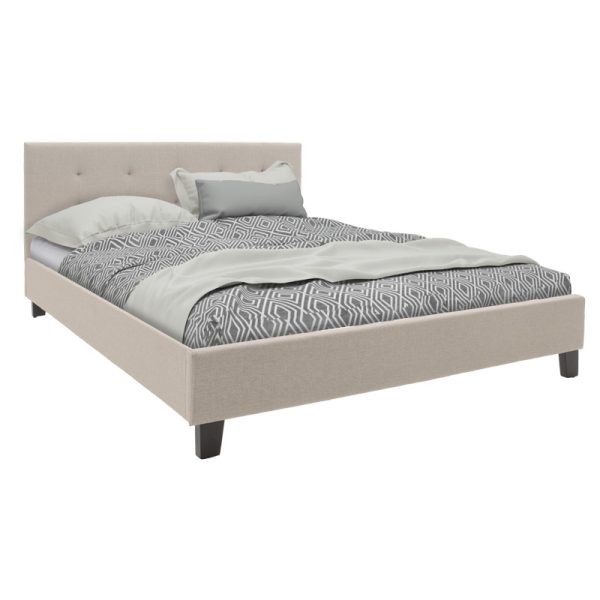 006 000041 Double bed Mago pakoworld in ivory fabric 160x200cmIndoor furniture > Beds