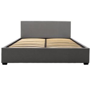 006 000043 2 Double bed Norse pakoworld fabric with storage space in dark grey in matte 160x200cmIndoor furniture > Beds