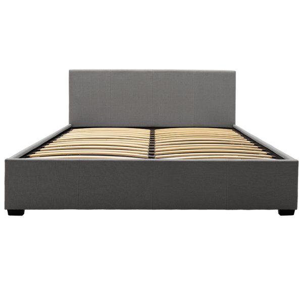 006 000043 2 Double bed Norse pakoworld fabric with storage space in dark grey in matte 160x200cmIndoor furniture > Beds