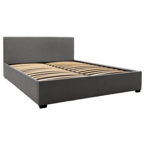 006 000043 3 Double bed Norse pakoworld fabric with storage space in dark grey in matte 160x200cmIndoor furniture > Beds