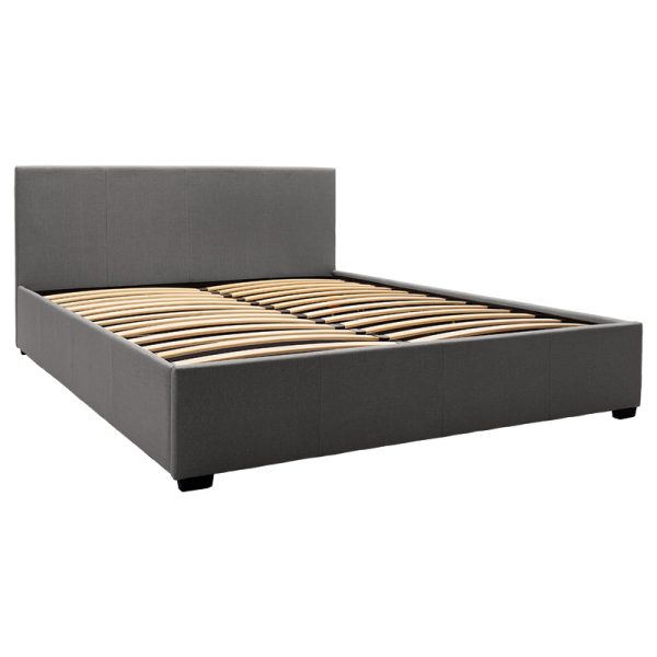 006 000043 3 Double bed Norse pakoworld fabric with storage space in dark grey in matte 160x200cmIndoor furniture > Beds