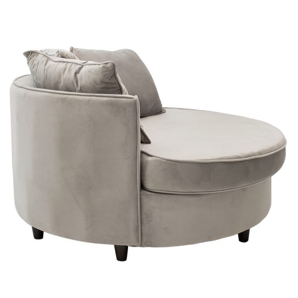 035 000038 2 Armchair-sofa pakoworld sofa round in grey velvet 123x120x85cmIndoor furniture > Sofas