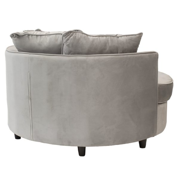 035 000038 3 Armchair-sofa pakoworld sofa round in grey velvet 123x120x85cmIndoor furniture > Sofas