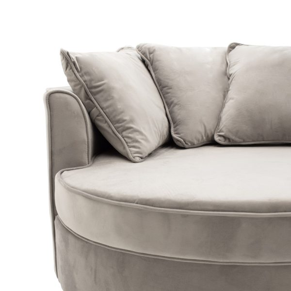 035 000038 4 Armchair-sofa pakoworld sofa round in grey velvet 123x120x85cmIndoor furniture > Sofas