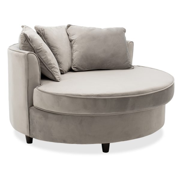 035 000038 Armchair-sofa pakoworld sofa round in grey velvet 123x120x85cmIndoor furniture > Sofas