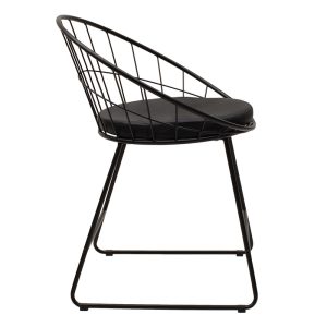 058 000020 2 Seth pakoworld chair black metal wire with black pvc cushionIndoor furniture > Chairs