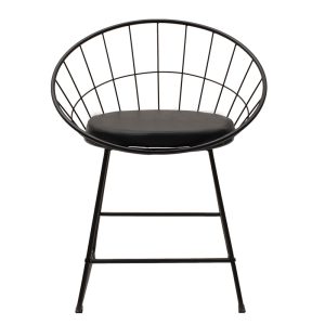 058 000020 3 Seth pakoworld chair black metal wire with black pvc cushionIndoor furniture > Chairs