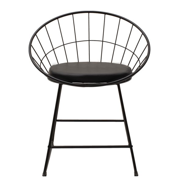058 000020 3 Seth pakoworld chair black metal wire with black pvc cushionIndoor furniture > Chairs