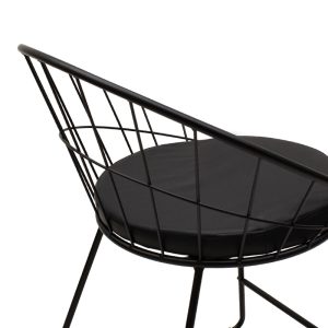 058 000020 4 Seth pakoworld chair black metal wire with black pvc cushionIndoor furniture > Chairs