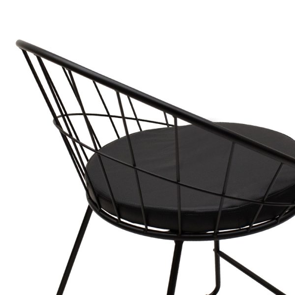 058 000020 4 Seth pakoworld chair black metal wire with black pvc cushionIndoor furniture > Chairs