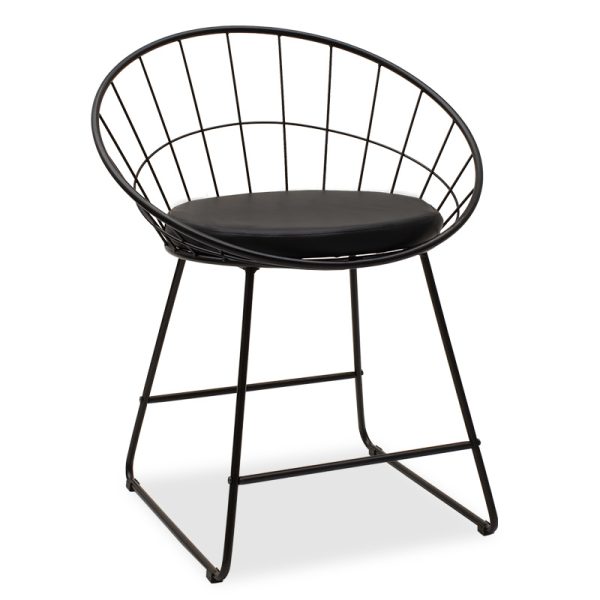 058 000020 Seth pakoworld chair black metal wire with black pvc cushionIndoor furniture > Chairs