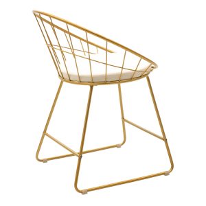 058 000021 2 Seth pakoworld chair golden metal wire with white pvc cushionIndoor furniture > Chairs