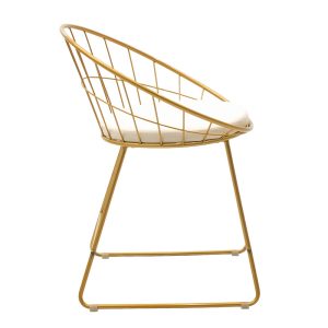 058 000021 3 Seth pakoworld chair golden metal wire with white pvc cushionIndoor furniture > Chairs