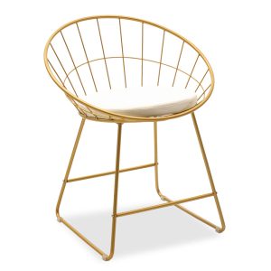 058 000021 Seth pakoworld chair golden metal wire with white pvc cushionIndoor furniture > Chairs
