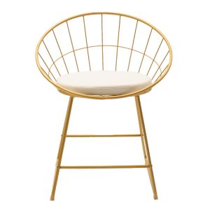 058 000021 4 Seth pakoworld chair golden metal wire with white pvc cushionIndoor furniture > Chairs