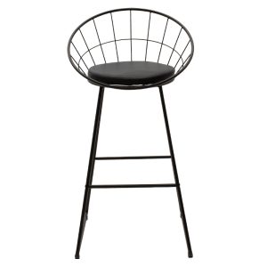 058 000022 3 Seth pakoworld bar stool black metal wire with black pvc cushionIndoor furniture > Bar stools