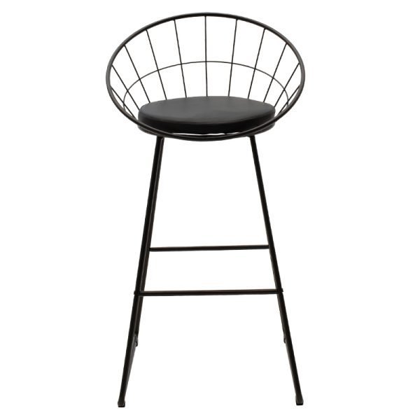 058 000022 3 Seth pakoworld bar stool black metal wire with black pvc cushionIndoor furniture > Bar stools