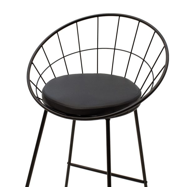 058 000022 4 Seth pakoworld bar stool black metal wire with black pvc cushionIndoor furniture > Bar stools